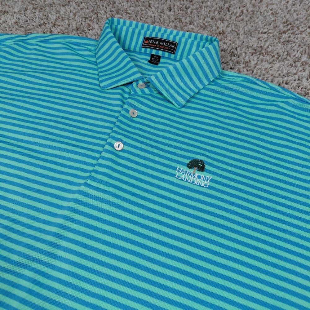 Peter Millar Summer Comfort Polo Shirt Mens 2xl XXL Striped Harmony Landing Golf